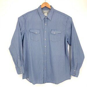 Wrangler Mens 2XL Light Blue Wrancher Snap Front Shirt Long Sleeve Collared